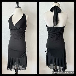 Y2K Speechless Sparkly Asymmetrical Black Halter Dress